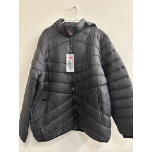 Leehanton Black Men’s Puffer Coat Size XL Removable Hood